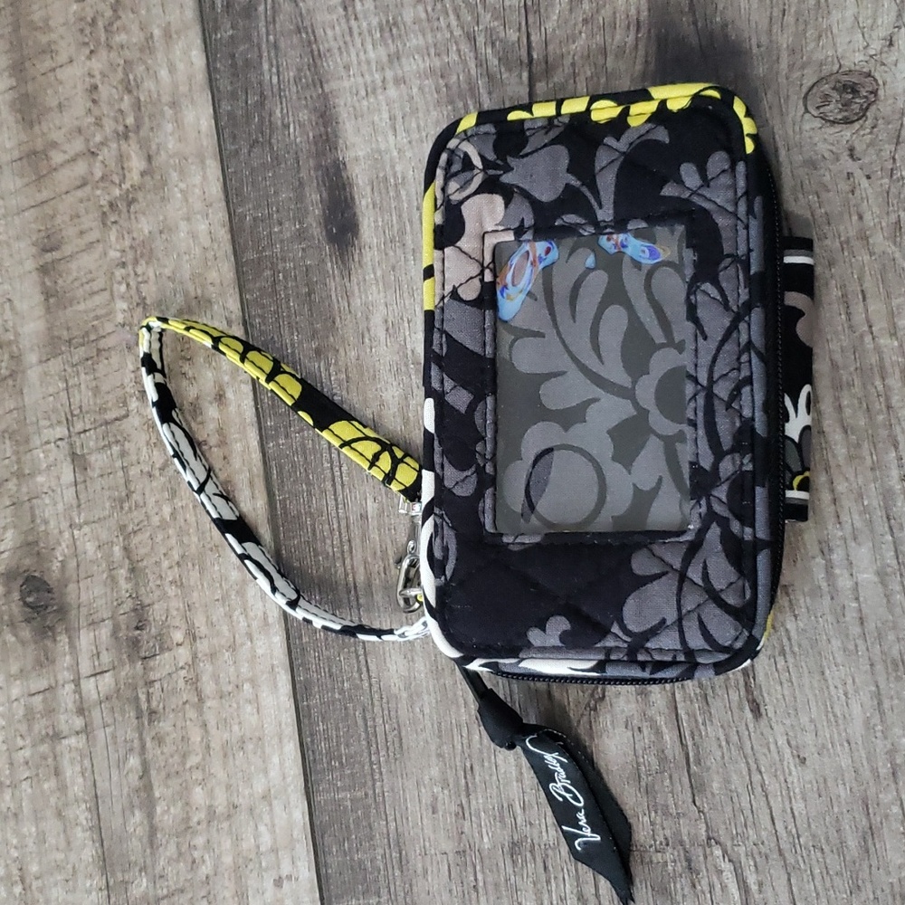 Vera Bradley Zip around wallet Baroque black yellow white floral